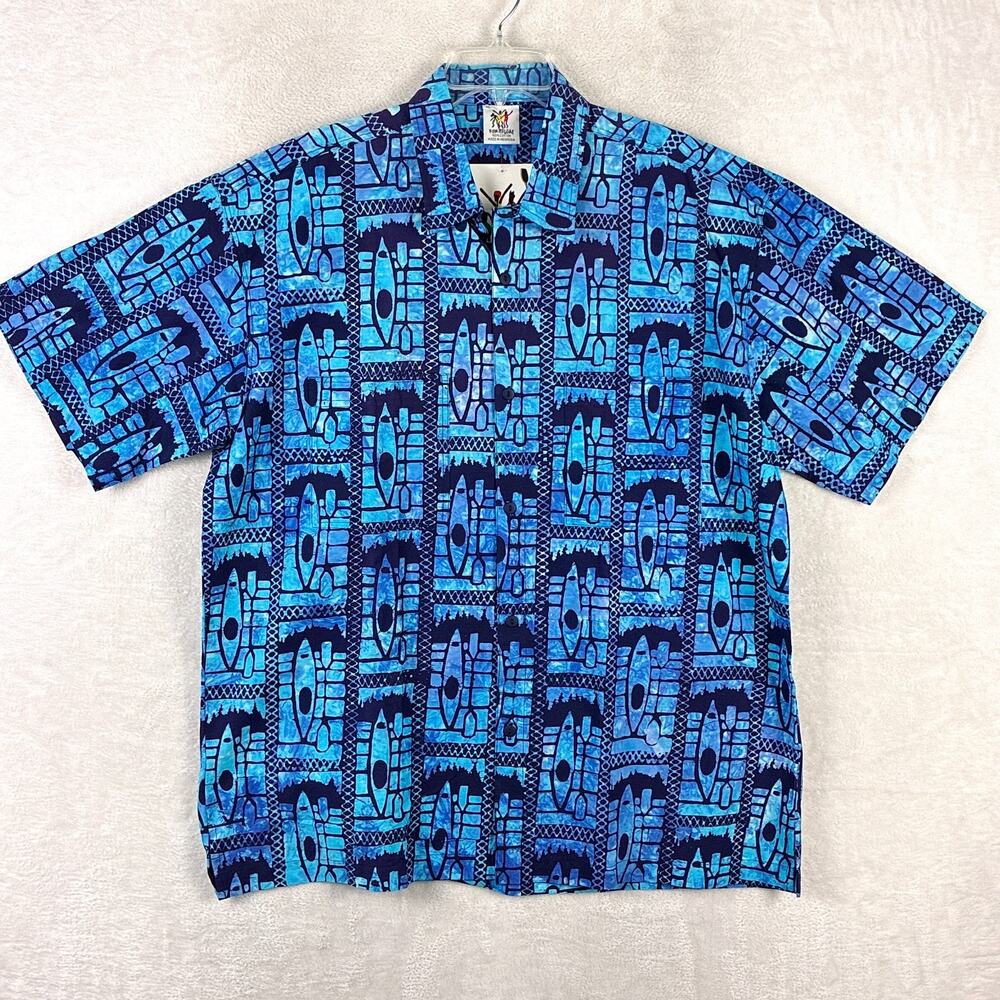 Rum Reggae Hawaiian Shirt Mens XL Blue Beach Outdoors Aloha Tiki Luau Kayak Tapa